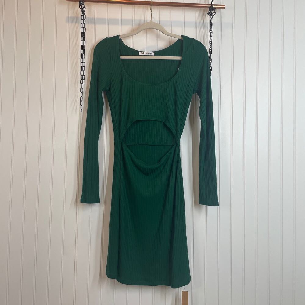 NWT Reformation Women’s Green Body con Long Sleeve Dress Medium